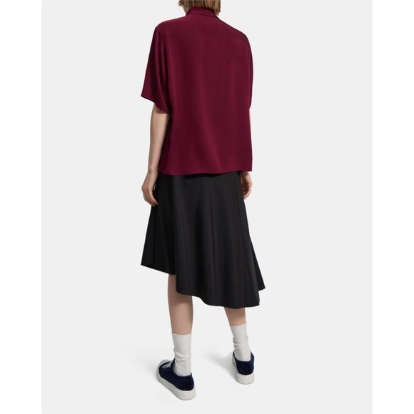 THEORY LUCAS OSSENDRIJVER EUROPEAN FASHION HOUSE SILK GEORGETTE POPOVER SHIRT M - Picture 3 of 6